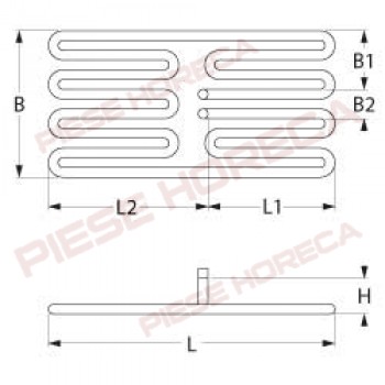 Rezistenta pentru grill. Rezistenta 1800W, alimentare 230V, lungime 290mm, latime 130mm. Pentru EMMEPI 